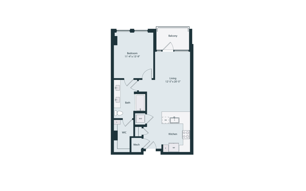 Capella A1-4 - 1 bedroom floorplan layout with 1 bathroom and 774 square feet (2D)