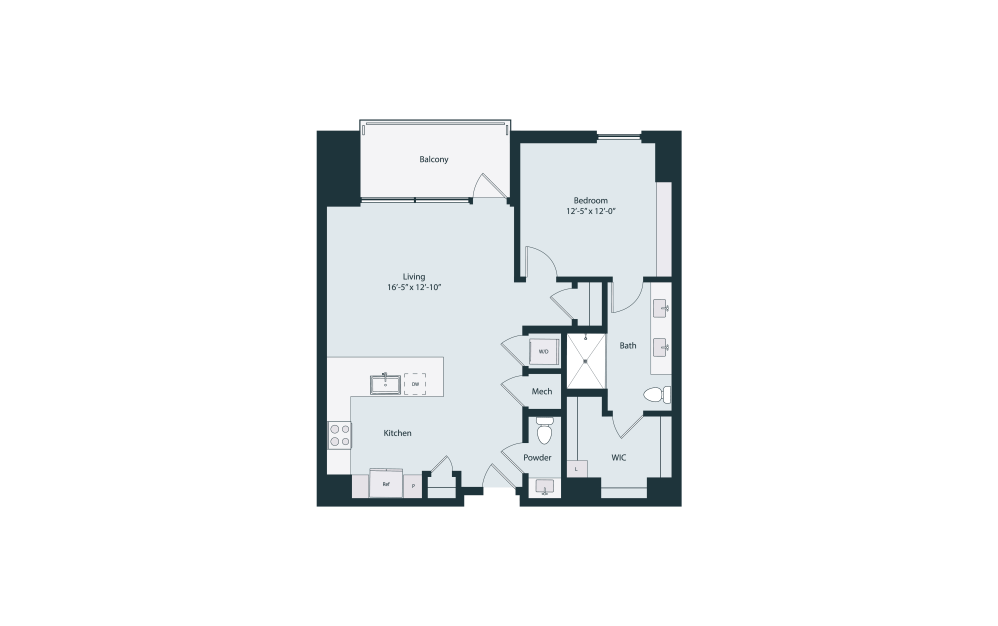 Capella A3-3 - 1 bedroom floorplan layout with 1.5 bathroom and 931 square feet (2D)